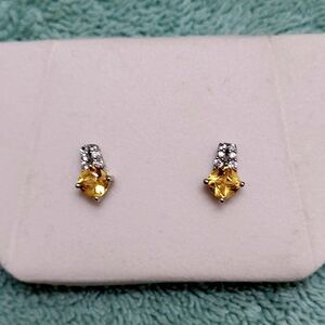 Citrine Drop Stud Earrings - Women Jewelry